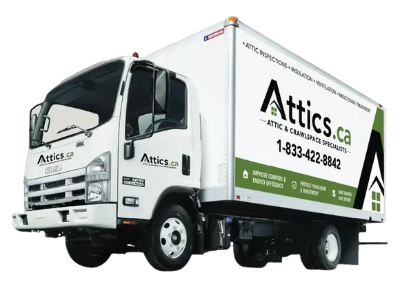 Attics.ca branded delivery truck